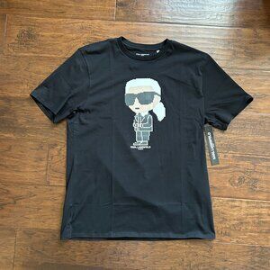 Karl Lagerfeld Paris mens black short sleeve tshirt shirt size L large NEW NWT